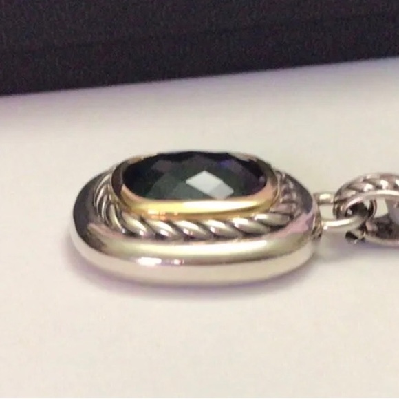 David Yurman 16x 14mm Albion London Blue Topaz Silver & 18K gold Enhancer NWT - Picture 5 of 5